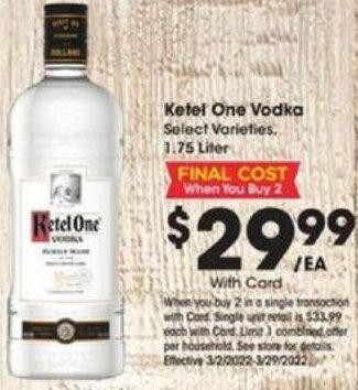Ralphs Ketel One Vodka offer