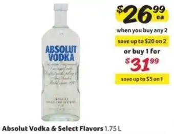 Winn Dixie Absolut Vodka & Select Flavores 1.75L offer