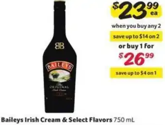 Winn Dixie Baileys Irish Cream & Select Flavors 750ml offer