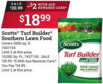 Ace Hardware Scotts Turf Builder Southern Lawn Food offer