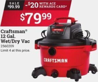 Ace Hardware Craftsman 12 Gal. Wet/Dry Vac offer