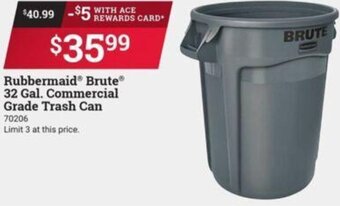 Ace Hardware Rubbermaid Brute 32 Gal. Commercial Grade Trash Can offer