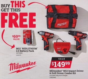 Ace Hardware Milwaukee M12 Impact Driver & Drill Driver Combo Kit offer