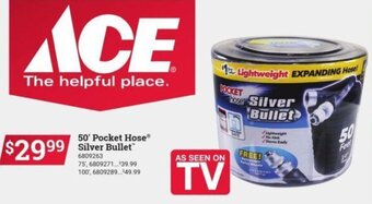 Ace Hardware 50' Pocket Hose Silver Bullet offer