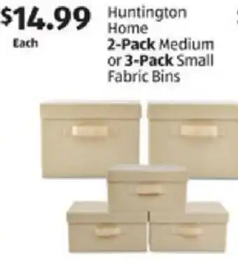Aldi Huntington Home 2-Pack Medium Or 3-Pack Small Fabric Bins offer