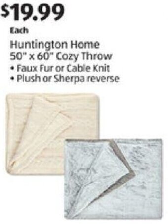 Aldi Huntington Home 50"x60" Cozy Throw offer
