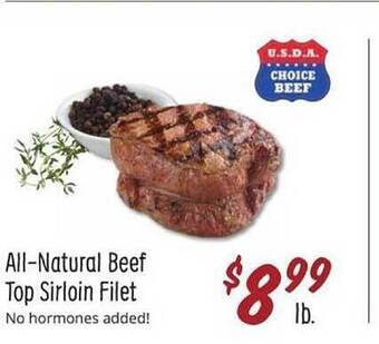 Sprouts Farmers Market All-natural Beef Top Sirloin Filet offer