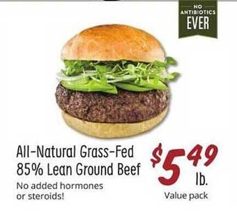 Sprouts Farmers Market All-natural Grass-fed 85% Lean Ground Beef offer