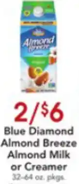 Dierbergs Blue Diamond Almond Breeze Almond Milk Or Creamer offer