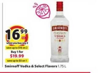 Winn Dixie Smirnoff Vodka & Select Flavors offer