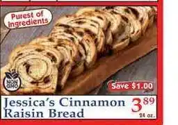 DeMoulas Market Basket Jessica's Cinnamon Raisin Bread offer