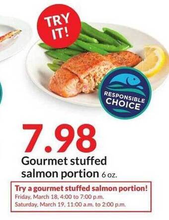 Hy-Vee Gourmet Stuffed Salmon Portion offer