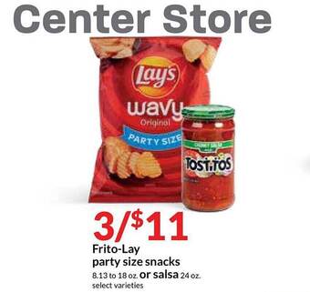 Hy-Vee Frito-Lay Party Size Snacks Or Salsa offer
