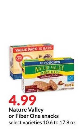 Hy-Vee Nature Valley Or Fiber One Snacks offer
