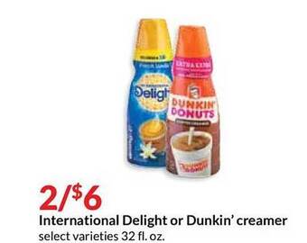 Hy-Vee International Delight Or Dunkin' Creamer offer