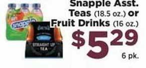 Food Town Store Snapple Asst Teas Or Fruit Drinks offer