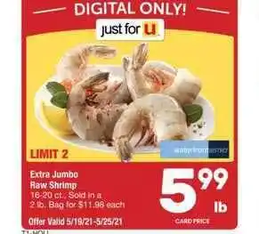 Randalls Extra Jumbo Raw Shrimp offer