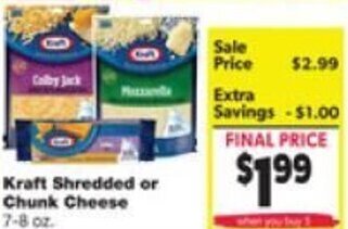 Family Fresh Market Kraft Shredded Or Chunk Cheese offer