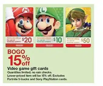 Target Video Game Gift Cards offer