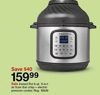 Target Instant Pot 8-qt. 11-in-1 Air Fryer Duo Crisp + Electric Pressure Cooker offer