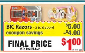 Weis Markets Bic Razors offer
