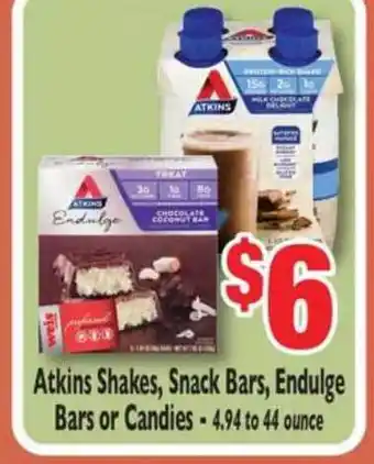 Weis Markets Atkins Shakes , Snack Bars , Endulge Bars Or Candies offer
