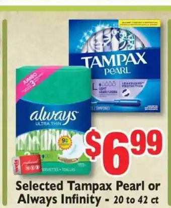 Weis Markets Selected Tampax Pearl Or Always Infinity offer