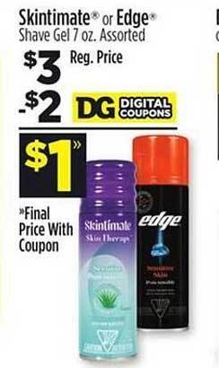 Dollar General Skintimate Or Edge Shave Gel offer