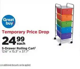 Michaels 5 Drawer Rolling Cart offer
