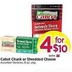 Tops Cabot Chunk Or Shredded Cheese offer