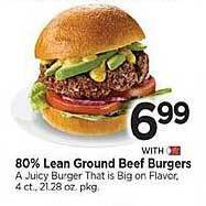 Tops 80% Lean Ground Beef Burgers offer