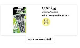 Walgreens Gillette Disposable Razors offer
