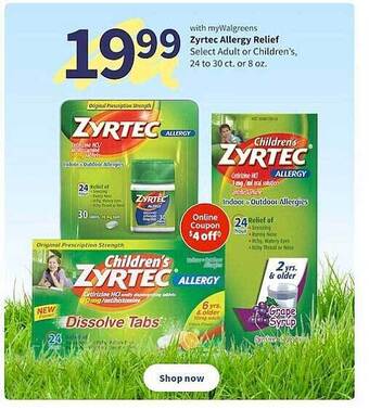 Walgreens Zyrtec Allergy Relief offer