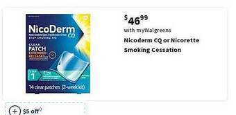 Walgreens Nicoderm CQ Or Nicorette Smoking Cessation offer