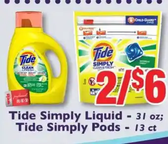 Weis Markets Tide Simply Liquid - 31 Oz , Tide Simply Pods - 13 Ct offer