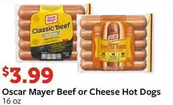 Fareway Oscar Mayer Beef Or Cheese Hot Dogs offer