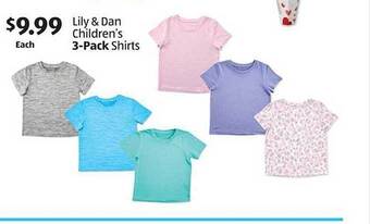 Aldi Lily & Dan Children's 3-pack Shirts offer