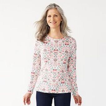 Kohl's Women's croft & barrow® essential long-sleeve crewneck tee offer