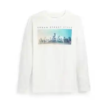 Primark Older boy white landscape print long sleeve t-shirt offer