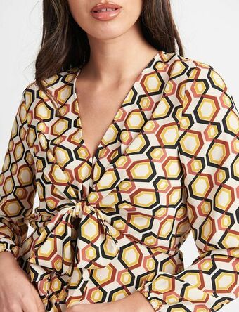 Stein Mart Pale sky bowtie peplum blouse top offer