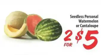 Food 4 Less Seedless Personal Watermelon Or Cantaloupe offer