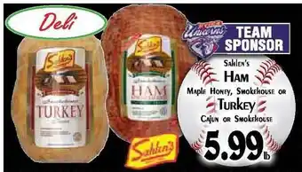 Hollywood Market Saklen's Ham Maple Honey , Smokehouse Or Turkey Cajun Or Smokehouse offer