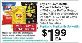 Food 4 Less Lay's Or Lay's Kettle Cooked Potato Chips Select Varieties offer