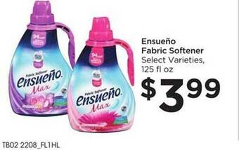 Food 4 Less Ensueño Fabric Softener Select Varieties offer