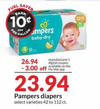 Hy-Vee Pampers Diapers offer