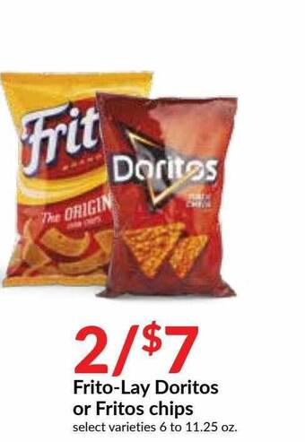 Hy-Vee Frito-Lay Doritos Or Fritos Chips offer