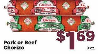 Food Town Store Pork Or Beef Chorizo offer