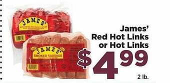 Food Town Store James' Red Hot Links Or Hot Links offer
