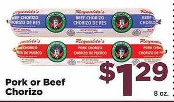 Food Town Store Pork Or Beef Chorizo offer