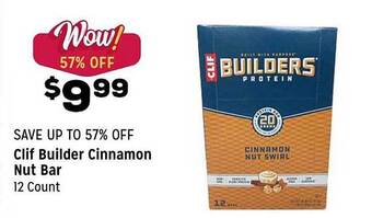 Grocery Outlet Clif Builder Cinnamon Nut Bar offer